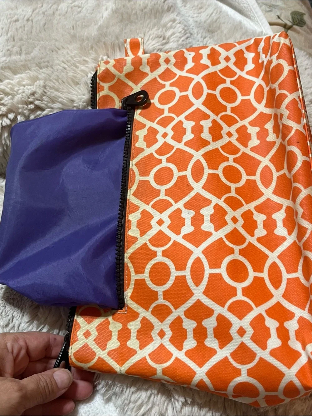 Orange Geometric Makeup Organizer Pouch 02-21